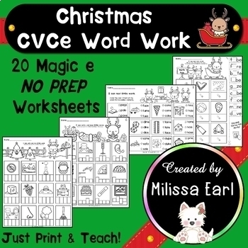 Preview of Christmas Long Vowels Magic e Science of Reading Phonics Vocabulary Worksheets