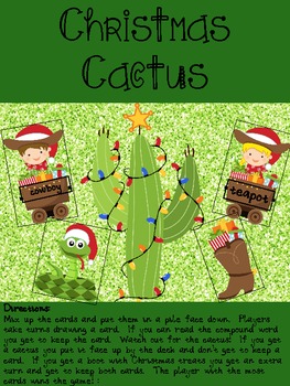 Christmas Cactus - a free compound word game! by Teacher Treasure