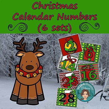 Preview of Christmas Calendar Numbers (6 sets) 1-31