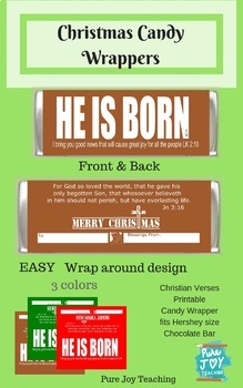 Christmas Candy Bar Wrapper Christian Verses He Is Born By Pure Joy Teaching