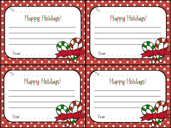 Preview of Christmas Candy Cane Gram "Happy Holidays" Note for Classmates, Team, Coworkers