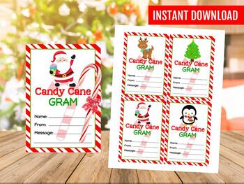Preview of Christmas Candy Cane Grams, Printable Christmas School Fundraiser.