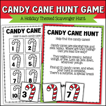 Preview of Christmas Candy Cane Hunt Game, Christmas Scavenger Hunt, Christmas Activities