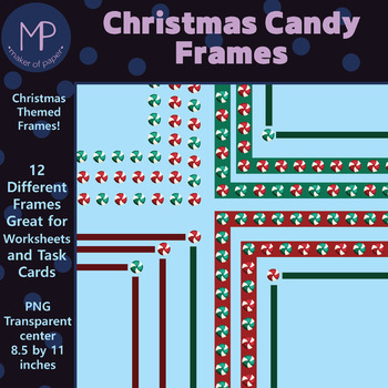 Preview of Christmas Candy Frames for Task Cards & Worksheets (Peppermint Themed)
