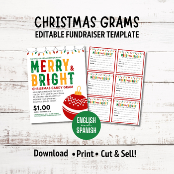 Preview of Christmas Candy Gram School Fundraiser, Editable Holiday Candy Gram