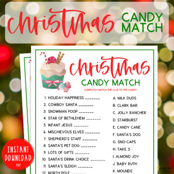 Christmas Candy Match Up Activity | Holiday Seasonal Brain Break Game