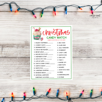 Christmas Candy Match Up Activity | Holiday Seasonal Brain Break Game