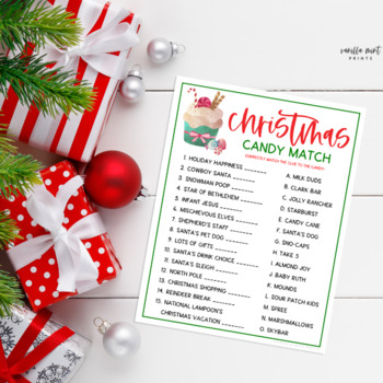 Christmas Candy Match Up Activity | Holiday Seasonal Brain Break Game