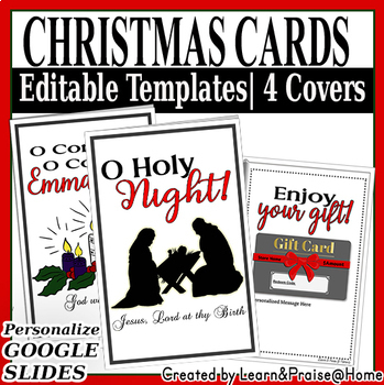 Preview of Christmas Card Editable Template for Teacher or Parent Gifts | GOOGLE SLIDES