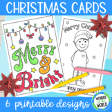 Christmas cards to print, color and write - 6 designs