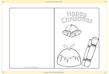 Christmas Card Templates - Coloring Activity by Little Owls Resources