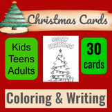 Christmas Cards Color and Write Activity for Kids, Teens, 