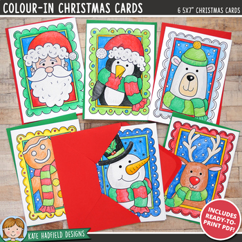 Preview of Christmas Cards Coloring Craft - holiday and winter greetings cards to color