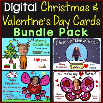 Preview of Christmas Cards & Valentine's Day Cards for Parents with Student Photos Bundle