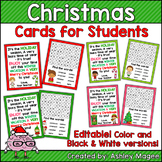 Christmas Cards for Students - Editable in color & black a