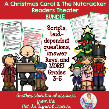 Preview of Christmas Carol Nutcracker Readers Theater Comprehension Bundle