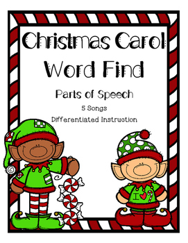Christmas Carol Word Find Parts Of Speech By Pencils Books And Curls