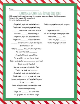 Jingle Bell Rock - ESL worksheet by Cassy