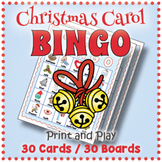 Christmas Carols BINGO & Memory Matching Card Game Activity