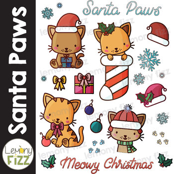 Christmas Cats Clip Art by Lemony Fizz | TPT