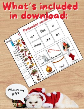 Preview of Christmas Cats!! I-spy search/Preloaded Voc./ Tracing/Writing/Word Scramble