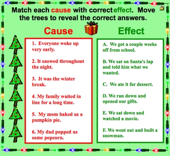 Christmas Cause and Effect Smartboard Language Arts Lesson by