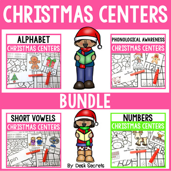 Preview of Christmas Centers Bundle | Alphabet | CVC Words | Numbers 1-120