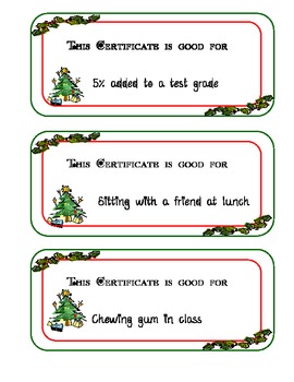 Preview of Christmas Certificates / Coupons for students