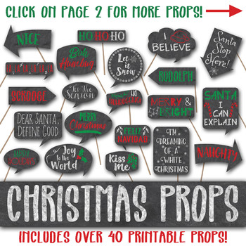 Preview of Christmas Chalkboard Signs Photo Booth Props and Decorations - Printable