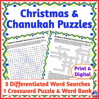Christmas & Chanukah Word Search & Crossword Puzzles