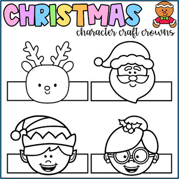 Preview of Christmas Character Craft Crowns -Hats -Headbands- Santa Snowman Reindeer Elf