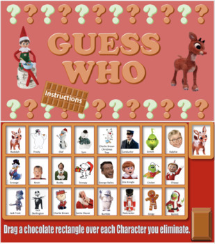 Preview of Christmas Character Guess Who game for Google Slides