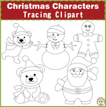 Preview of Christmas Characters Tracing Clipart