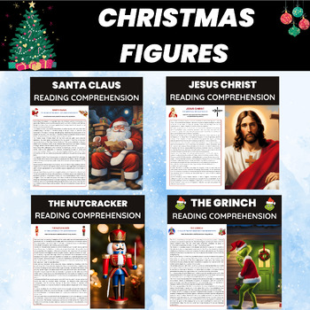 Preview of Christmas Characters and Figures Reading Comprehension Bundle Worksheets