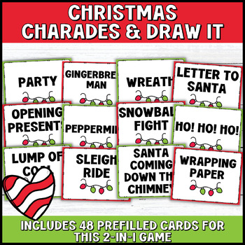 Preview of Christmas Charade Cards, Christmas Themed Charades Game, Holiday Party Games