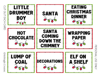 Christmas Charade Cards, Christmas Themed Charades Game, Holiday Party 