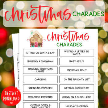 Christmas Charades Activity | Holiday Seasonal Brain Break Game ...