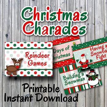 Preview of Christmas Charades Printable PDF - Party Game Printable