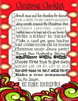 Christmas Checklist by Lauren's Little Language Shop | TPT