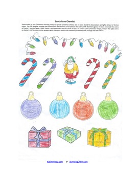 Preview of Christmas Chemistry Review Worksheet w/ Coloring fun for High School Chem