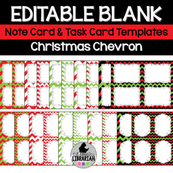 Preview of 20 Editable Christmas Chevron Note Task Cards Decor Templates PPT or Slides™