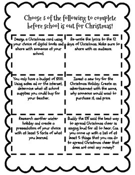 Christmas Choice Board by Thinking with Mrs Thigpen | TpT