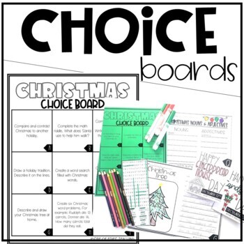 Preview of Christmas Early Finisher Choice Board December Printables (No Prep)