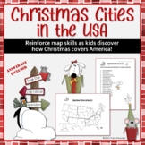 Christmas Cities in the USA Geography Map Activity Worksheet