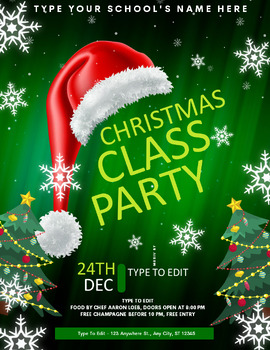 Preview of Christmas Class Party, Winter Party, Fully Customize your Flyer - Ready to Edit!