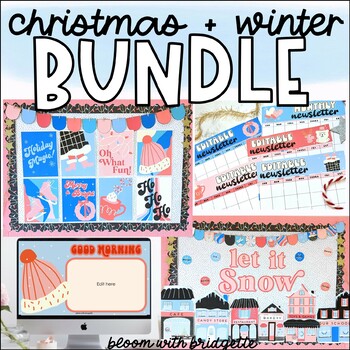 Preview of Christmas Classroom Decor and More Bundle Winter Classroom Decor Bundle
