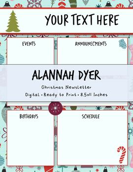 Preview of Christmas Classroom Newsletter Template, Winter, Edible, Agenda, Note Catcher