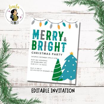 Preview of Christmas Classroom Party Invitation | Staff Christmas Party Invite Template