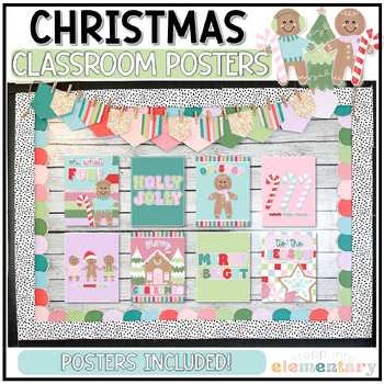 Preview of Christmas Classroom Posters Set | Trendy Christmas Decor - Editable!