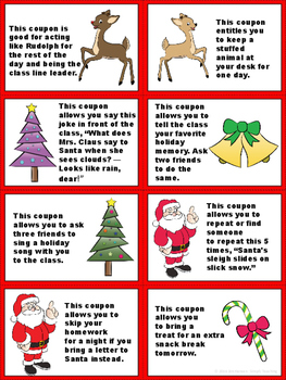 Christmas Classroom Reward Cards Coupons by Jim Hansen | TpT